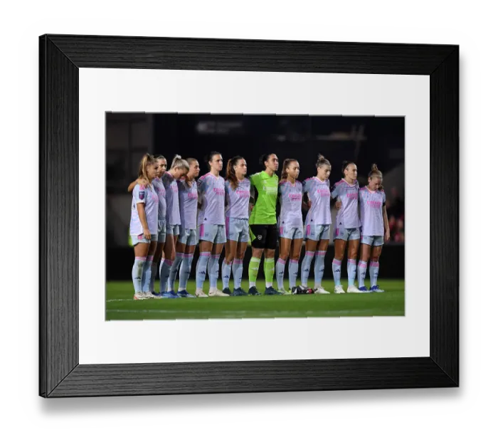 Framed Print : Arsenal Honors Pre-Match Silence for Victims of Middle East Conflict at Bristol City WSL Clash Framed Print : Arsenal Honors Pre-Match Silence for Victims of Middle East Conflict at Bristol City WSL Clash