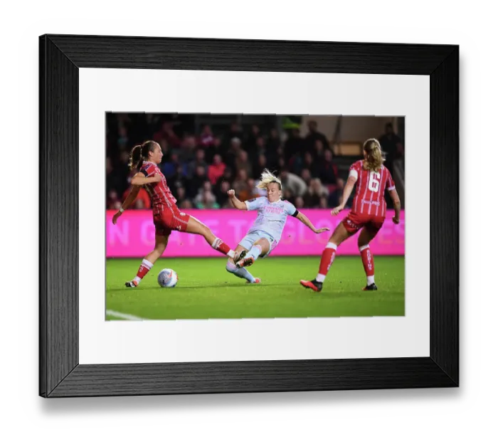 Framed Print : Beth Mead Faces Off Against Naomi Layzell: A Tense Moment in the Barclays Women's Super League Clash Between Bristol City and Arsenal FC