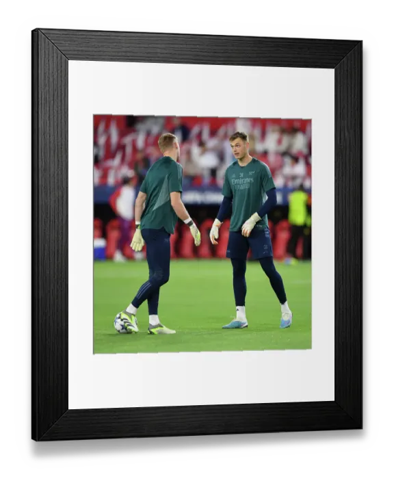 Framed Print : Arsenal's Karl Hein Warming Up Ahead of Sevilla Showdown - UEFA Champions League 2023 / 24