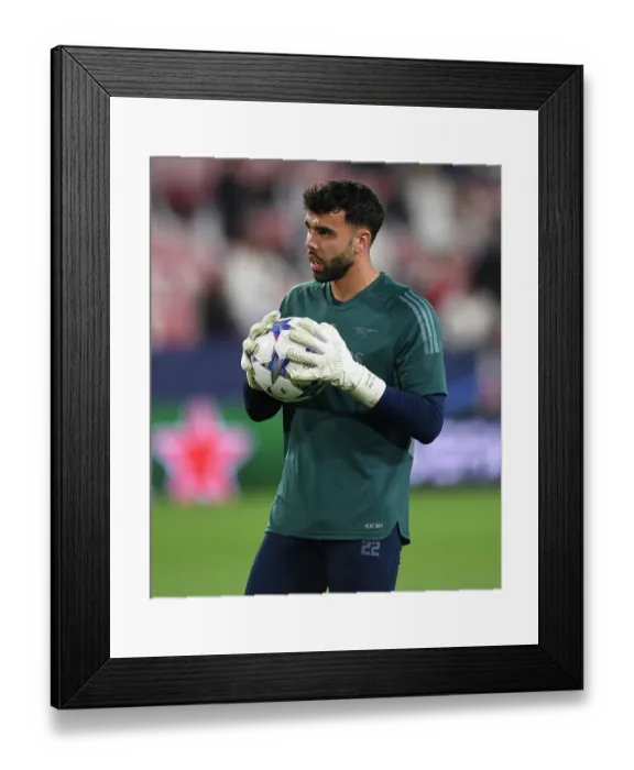 Framed Print : Arsenal's David Raya Prepares for Sevilla Showdown in Champions League Group Stage, 2023-24