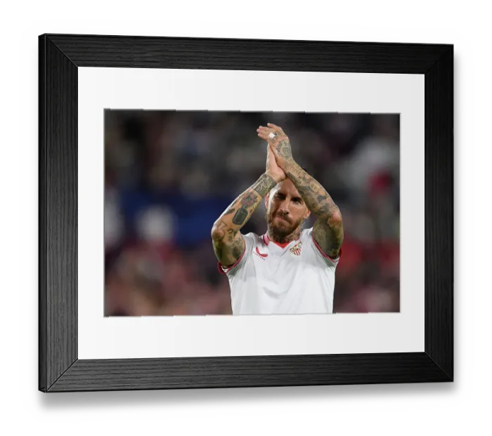 Framed Print : Sergio Ramos Emotional Farewell: Sevilla vs. Arsenal in Champions League Group B (2023-24)