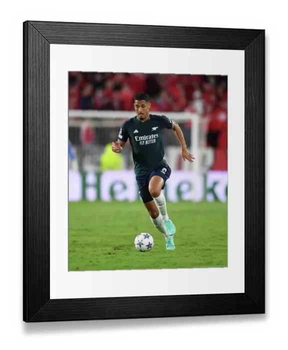 Framed Print : William Saliba's Debut in Champions League: Sevilla vs. Arsenal (2023-24)