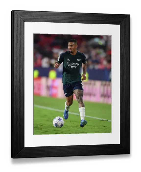 Framed Print : Champions League Showdown: Gabriel Jesus and Arsenal Face Sevilla