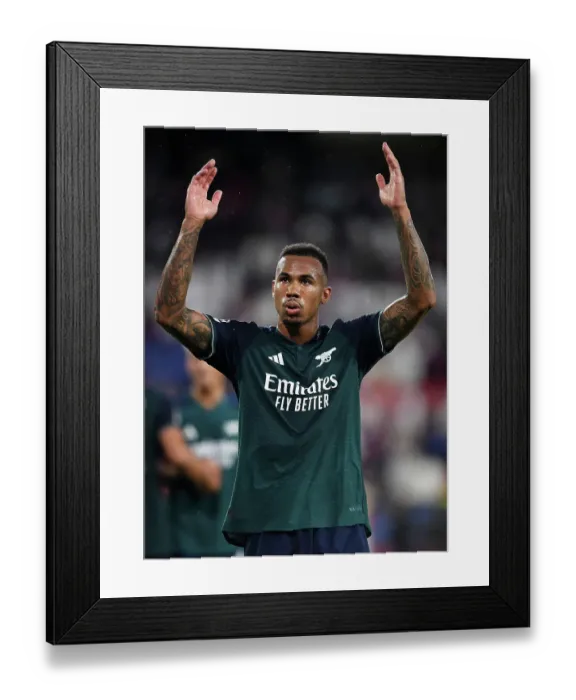 Framed Print : Arsenal Champions League Triumph: Gabriel's Emotional Celebration vs. Sevilla (2023-24) Framed Print : Arsenal Champions League Triumph: Gabriel's Emotional Celebration vs. Sevilla (2023-24)