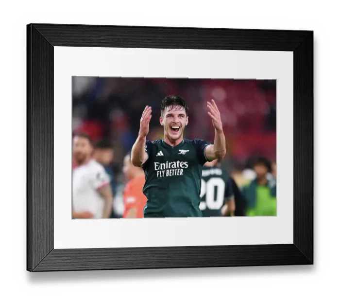 Framed Print : Arsenal Celebrates Champions League Triumph Over Sevilla: Declan Rice's Leading Role Framed Print : Arsenal Celebrates Champions League Triumph Over Sevilla: Declan Rice's Leading Role