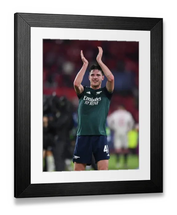 Framed Print : Declan Rice's Emotional Moment: Sevilla vs. Arsenal in the Champions League (2023-24)