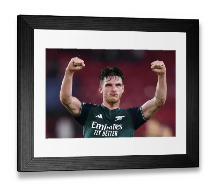 Framed Print : Arsenal Celebrates Champions League Triumph Over Sevilla: Declan Rice's Pivotal Performance Framed Print : Arsenal Celebrates Champions League Triumph Over Sevilla: Declan Rice's Pivotal Performance