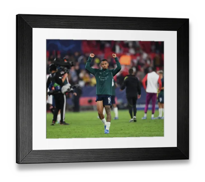Framed Print : Gabriel Jesus Emotional Reaction: Arsenal's Title Push in Champions League Clash with Sevilla (2023-24) Framed Print : Gabriel Jesus Emotional Reaction: Arsenal's Title Push in Champions League Clash with Sevilla (2023-24)