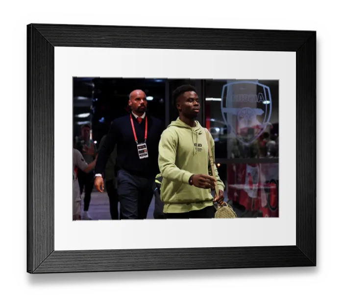 Framed Print : Arsenal's Bukayo Saka Arrives at Emirates Stadium Ahead of Arsenal v Sheffield United (2023-24)