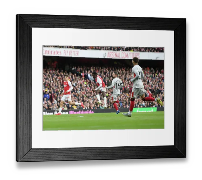 Framed Print : Arsenal's Eddie Nketiah Scores Hat-Trick Against Sheffield United in the 2023-24 Premier League Framed Print : Arsenal's Eddie Nketiah Scores Hat-Trick Against Sheffield United in the 2023-24 Premier League