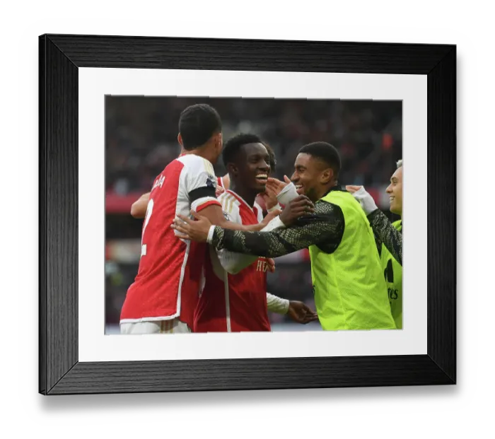 Framed Print : Arsenal's Eddie Nkeiah Scores Third Goal in Exciting Victory over Sheffield United (2023-24)