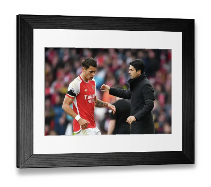Framed Print : Arsenal's Mikel Arteta Interacts with Jakub Kiwior: Arsenal FC vs Sheffield United, Premier League 2023-24 Framed Print : Arsenal's Mikel Arteta Interacts with Jakub Kiwior: Arsenal FC vs Sheffield United, Premier League 2023-24