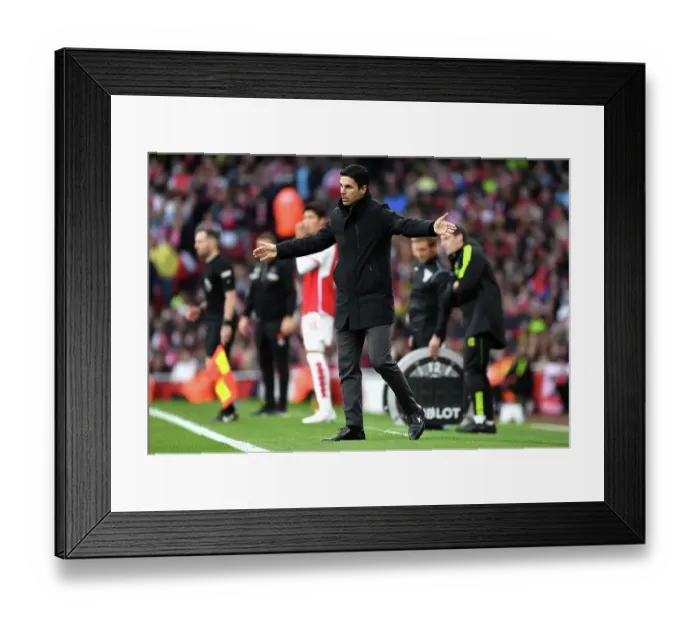 Framed Print : Arsenal's Unyielding Battle: Mikel Arteta's Determination Against Sheffield United in the 2023-24 Premier League