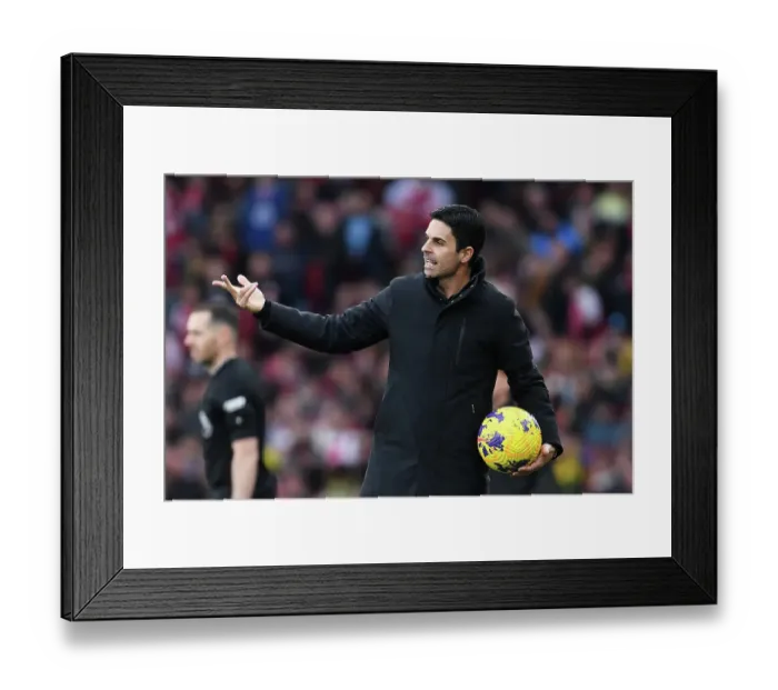 Framed Print : Arsenal vs Sheffield United: Mikel Arteta Leads the Gunners in Premier League Clash (2023-24)