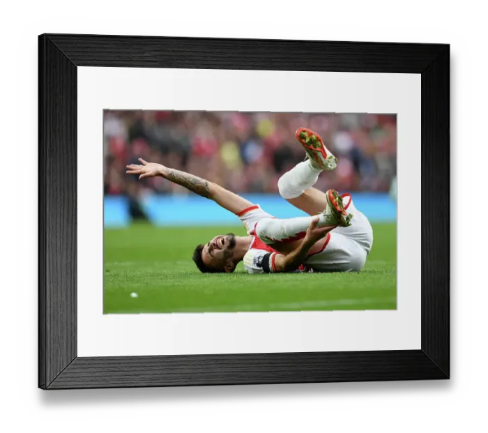 Framed Print : Arsenal's Fabio Vieira Suffers Injury in Arsenal v Sheffield United Premier League Clash (2023-24)