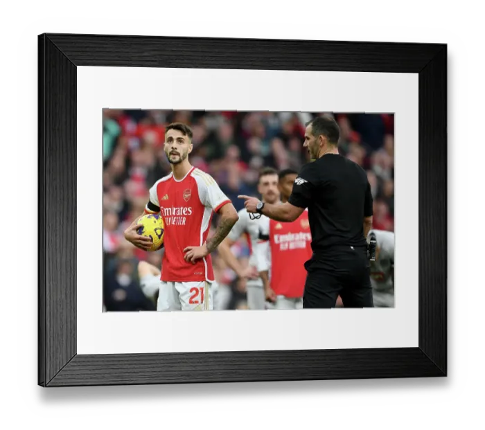 Framed Print : Arsenal vs Sheffield United: Fabio Vieira Prepares for Penalty in 2023-24 Premier League Clash