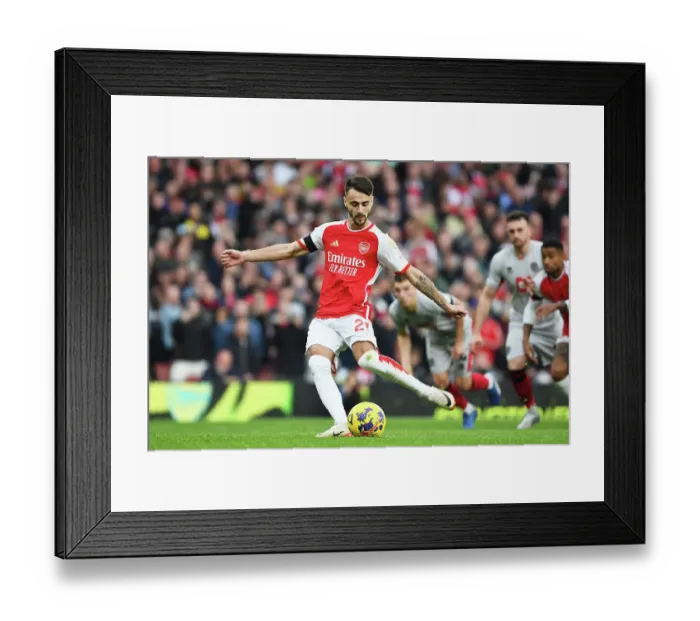 Framed Print : Fabio Vieira Scores Penalty: Arsenal Thrash Sheffield United 4-0 (2023-24)
