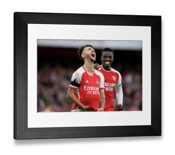 Framed Print : Fabio Vieira Scores Arsenal's Fourth Goal vs. Sheffield United (2023-24)