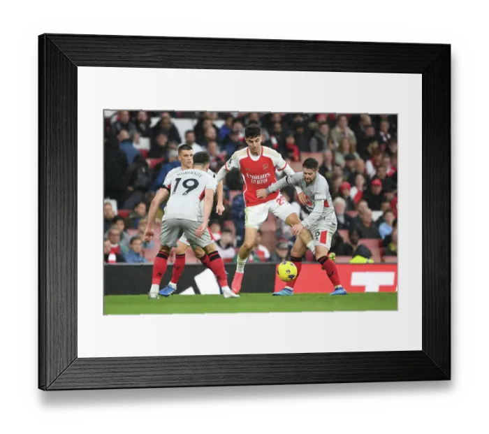 Framed Print : Arsenal vs Sheffield United: Kai Havertz Clashes with Oliver Norwood in the 2023-24 Premier League Battle Framed Print : Arsenal vs Sheffield United: Kai Havertz Clashes with Oliver Norwood in the 2023-24 Premier League Battle