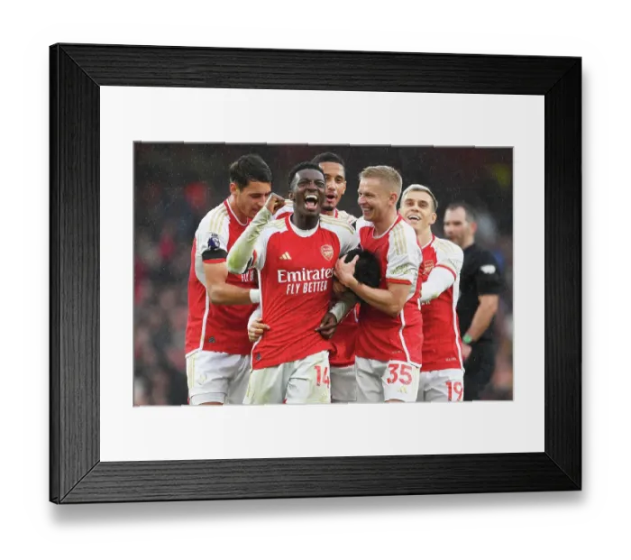 Framed Print : Tomiyasu's Stunner: Arsenal's Thrilling 5-2 Victory (2023-24)