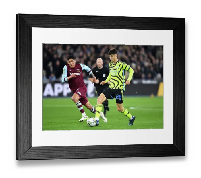Framed Print : Havertz Under Pressure: West Ham vs. Arsenal in Carabao Cup Clash