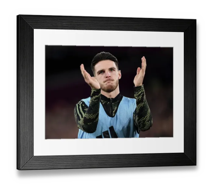 Framed Print : Arsenal's Declan Rice Applauds Fans During Carabao Cup Match vs West Ham United, 2023-24