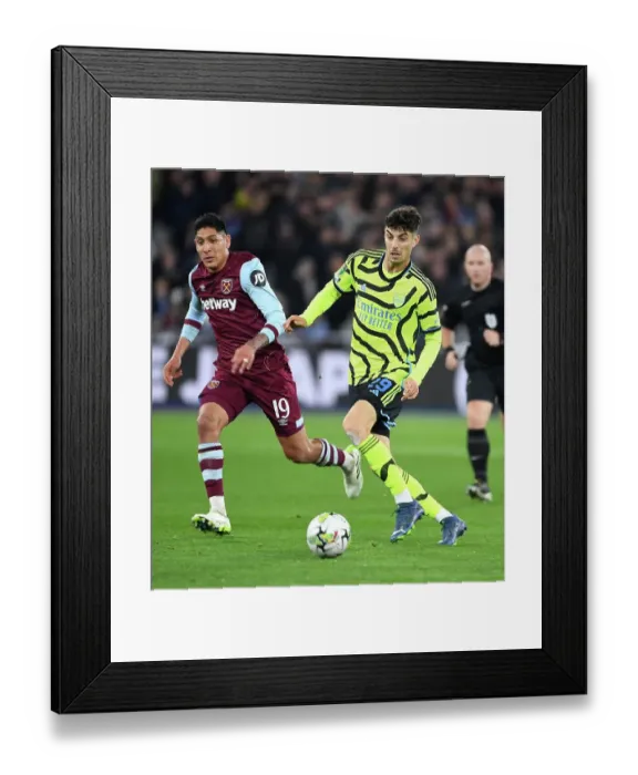 Framed Print : Havertz vs Alvarez: A Battle in the Carabao Cup - West Ham United vs Arsenal, 2023-24
