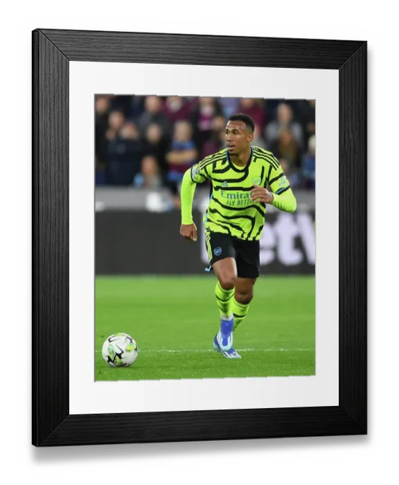 Framed Print : Gabriel Charges Forward: Arsenal vs. West Ham United in Carabao Cup Showdown
