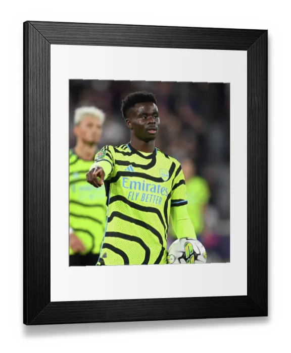 Framed Print : Bukayo Saka in Action: Arsenal vs. West Ham United - Carabao Cup 2023-24