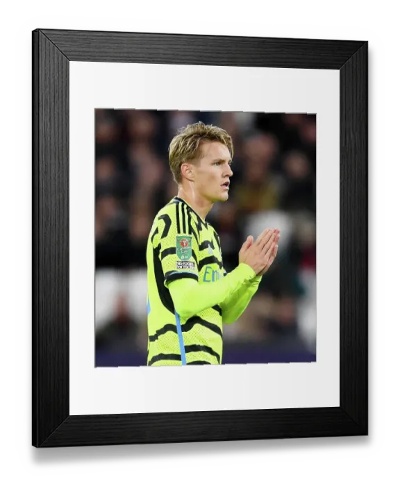 Framed Print : Arsenal's Martin Odegaard Applauding Fans after Carabao Cup Victory over West Ham United