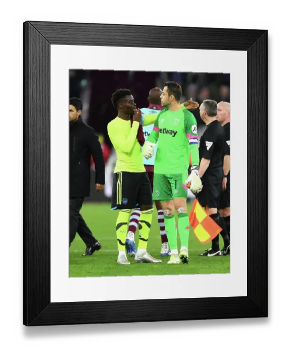 Framed Print : Saka's Interaction: West Ham vs. Arsenal in Carabao Cup, 2023-24