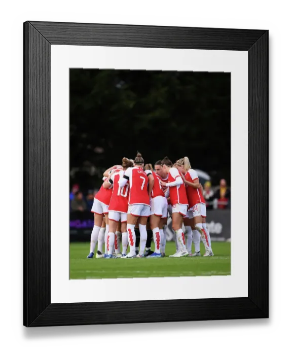 Framed Print : Arsenal Women vs Manchester City: Second-Half Team Huddle - Boosting Morale in the Barclays WSL 2023-24 Framed Print : Arsenal Women vs Manchester City: Second-Half Team Huddle - Boosting Morale in the Barclays WSL 2023-24