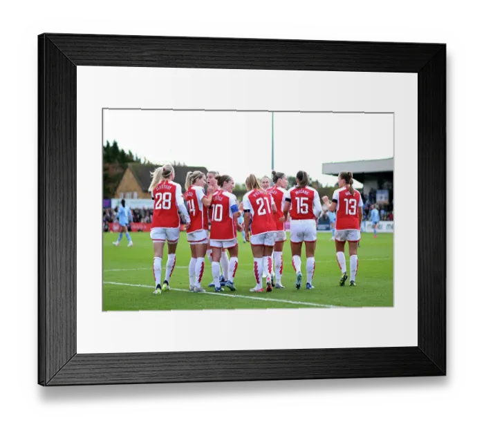 Framed Print : Arsenal Women's Thrilling Victory: Steph Catley Scores First Goal Against Manchester City in Barclays WSL Clash (2023-24)