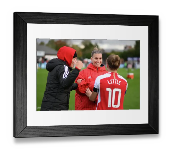 Framed Print : Arsenal Women's Squad: United in Victory - Post-Match Huddle with Steph Catley, Leah Williamson, and Kim Little