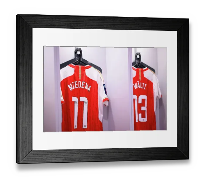 Framed Print : Arsenal FC vs Manchester City: Pre-Match Focus on Vivianne Miedema's Jersey - Barclays Women's Super League (2023-24) Framed Print : Arsenal FC vs Manchester City: Pre-Match Focus on Vivianne Miedema's Jersey - Barclays Women's Super League (2023-24)
