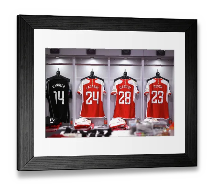 Framed Print : Behind the Scenes: Arsenal Women's Dressing Room Before Arsenal vs Manchester City, 2023-24 Barclays Women's Super League Framed Print : Behind the Scenes: Arsenal Women's Dressing Room Before Arsenal vs Manchester City, 2023-24 Barclays Women's Super League