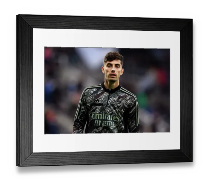 Framed Print : Arsenal's Kai Havertz Prepares for Newcastle United Clash in Premier League (2023-24)