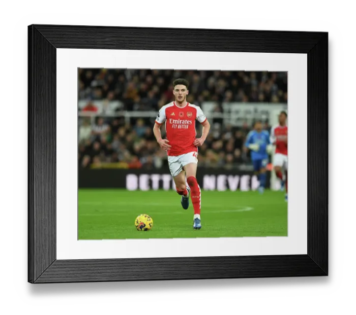 Framed Print : Arsenal's Declan Rice Shines: Newcastle United Overcome in 2023-24 Premier League Showdown