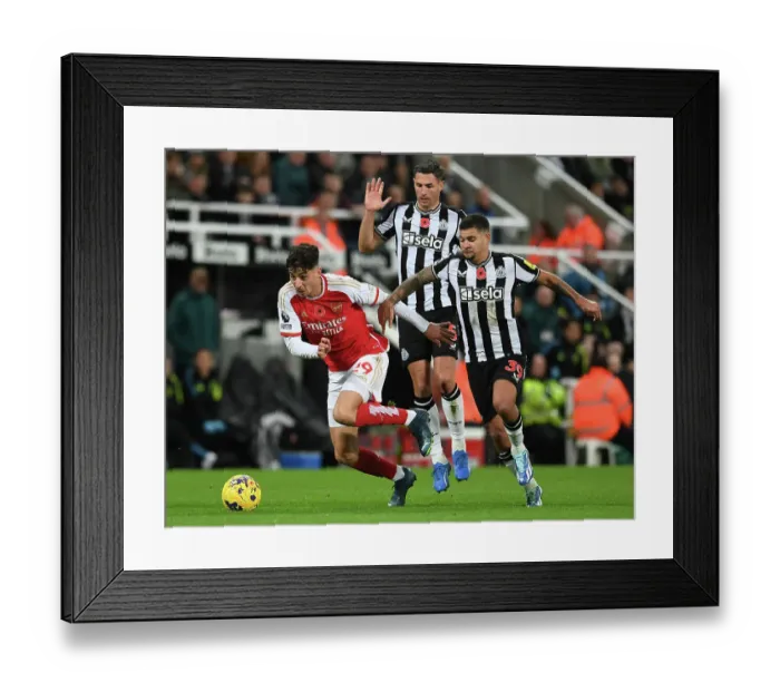 Framed Print : Havertz vs Guimaraes: Battle at St. James Park - Arsenal vs Newcastle, Premier League 2023-24 Framed Print : Havertz vs Guimaraes: Battle at St. James Park - Arsenal vs Newcastle, Premier League 2023-24