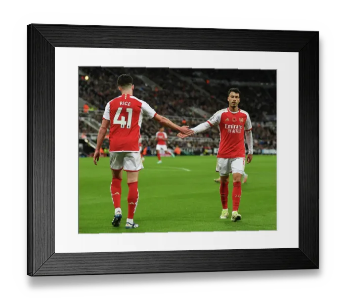 Framed Print : Arsenal's Martinelli and Rice Clash in Newcastle United vs Arsenal Premier League Showdown (2023-24) Framed Print : Arsenal's Martinelli and Rice Clash in Newcastle United vs Arsenal Premier League Showdown (2023-24)