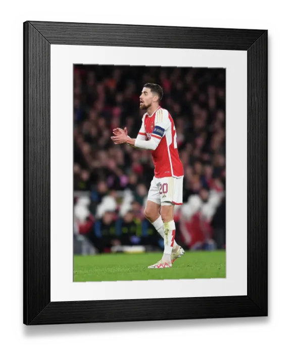 Framed Print : Arsenal FC vs Sevilla FC: Jorginho's Emotional Reaction in Group B - UEFA Champions League 2023 / 24