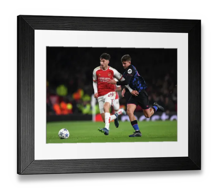 Framed Print : Arsenal vs Sevilla: Battle for Champions League Supremacy - Arsenal FC v Sevilla FC, Group B, 2023 / 24