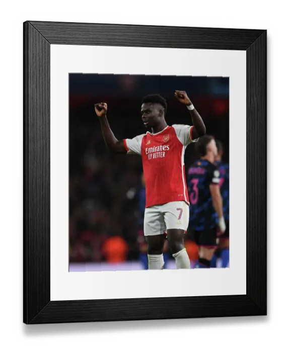 Framed Print : Bukayo Saka Scores His Second Goal: Arsenal Takes 2-0 Lead Against Sevilla in UEFA Champions League (2023 / 24)