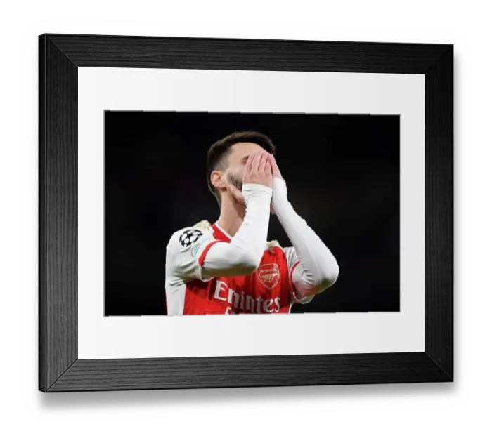 Framed Print : Arsenal FC vs Sevilla FC: Fabio Vieira's Emotional Reaction in Arsenal's 2023-24 UEFA Champions League Clash