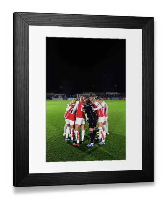 Framed Print : Arsenal Women's Team Huddle Before FA WSL Cup Match Against Bristol City Framed Print : Arsenal Women's Team Huddle Before FA WSL Cup Match Against Bristol City