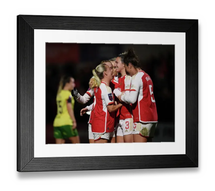 Framed Print : Arsenal Women Celebrate Lotte Wubben-Moy's Goal Against Bristol City in FA WSL Cup Match, 2023-24