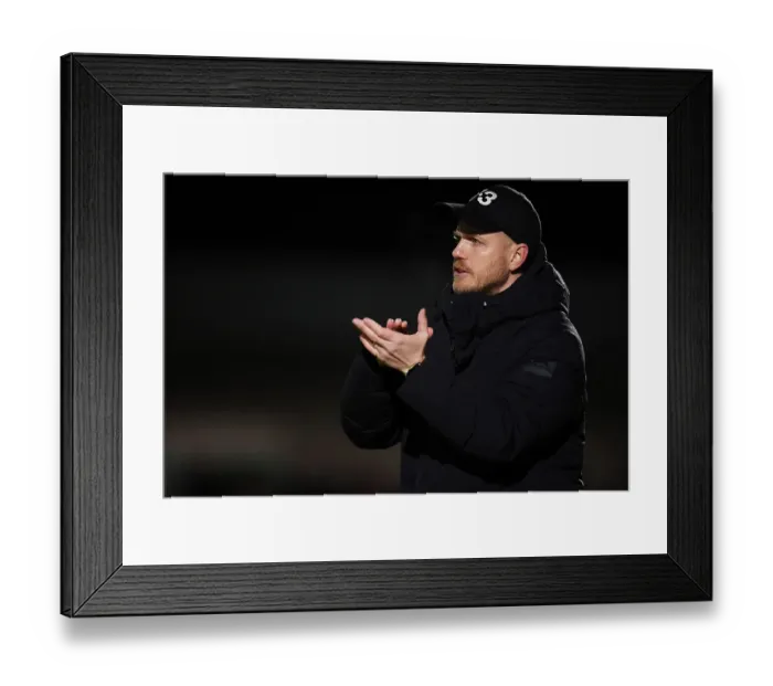 Framed Print : Jonas Eidevall's Reaction: Arsenal Women vs. Bristol City Women in Conti Cup Clash