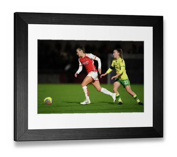 Framed Print : Intense Battle: Arsenal Women vs. Bristol City Women in FA WSL Cup Match