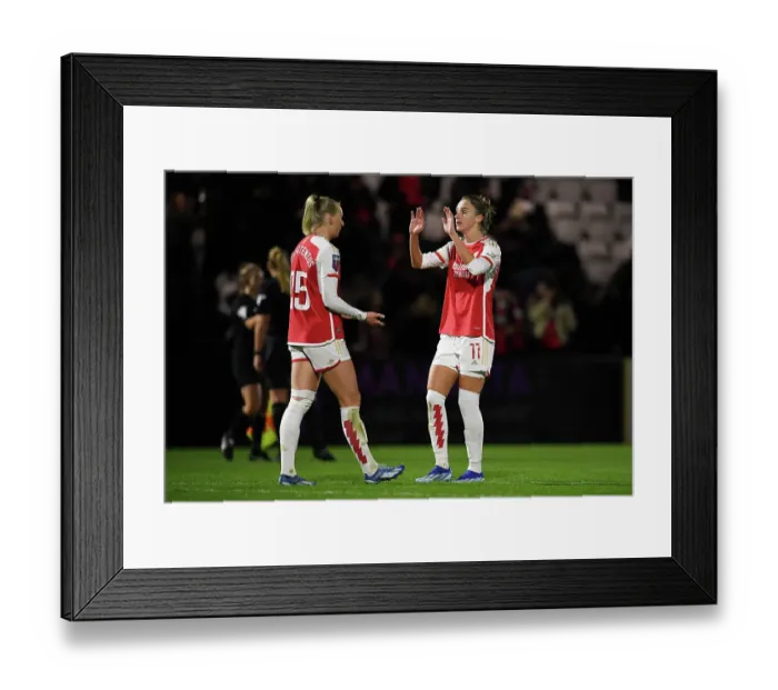 Framed Print : Arsenal Women Celebrate FA WSL Cup Triumph: Miedema and Blackstenius Lift the Trophy