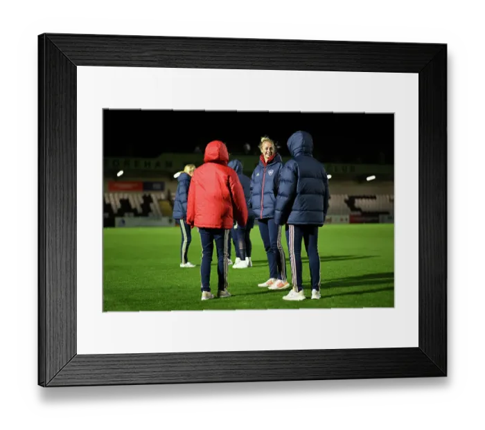 Framed Print : Arsenal Women's Squad Conduct Pre-Match Inspection at Meadow Park Ahead of Conti Cup Clash with Bristol City Framed Print : Arsenal Women's Squad Conduct Pre-Match Inspection at Meadow Park Ahead of Conti Cup Clash with Bristol City